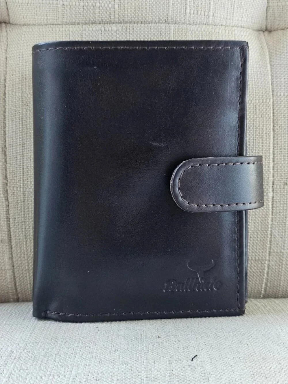 Handmade Wallet Bifold Cardholder Dark Brown Genuine Leather Clutch Purse Defect